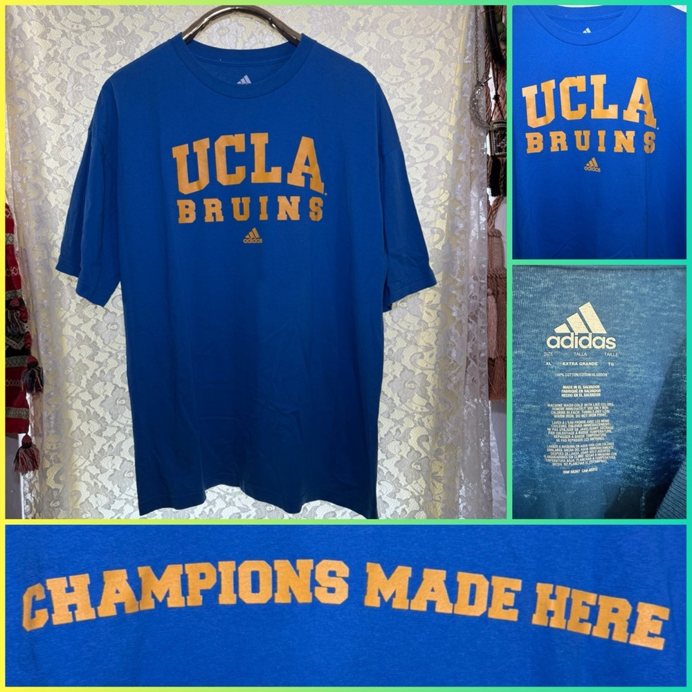UCLA Bruins Blue Tee shirt adidas XL euc champions made here
